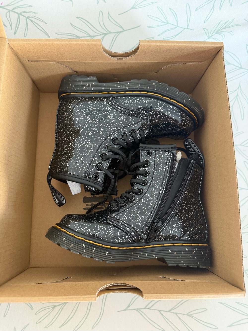 Dr. Martens 1460 T Black Cosmic Glitter Boots (Child)